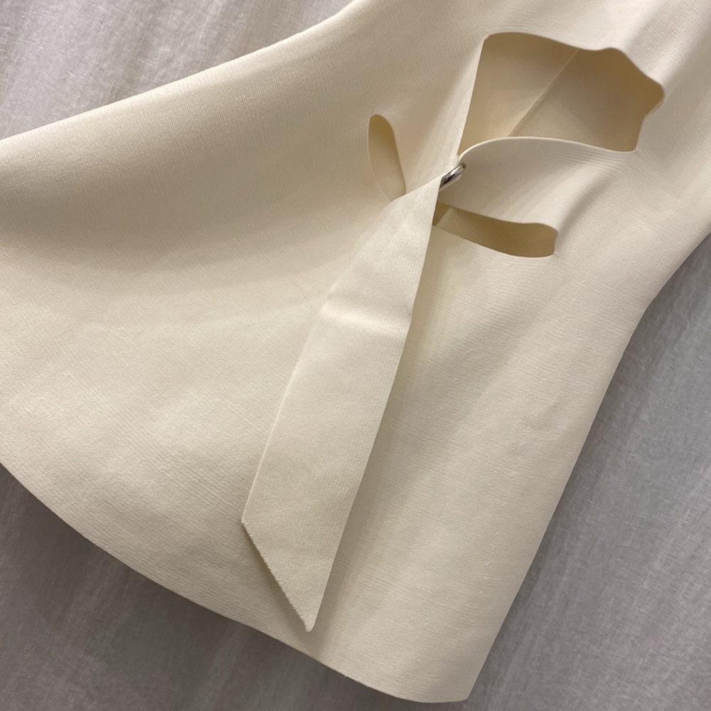 ALEXANDER WANG Cream Bodycon Peplum Sleeveless Top Cutout Buckle Back Detail - Picture 8 of 9
